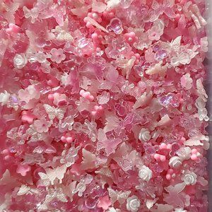 Pink mixed glow nail charms